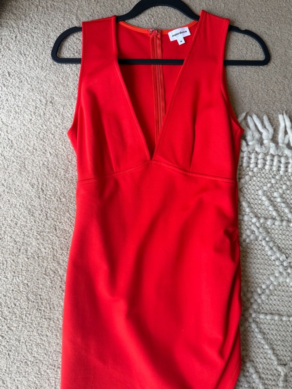 superdown Red Deep V-Neck Sleeveless Mini Dress